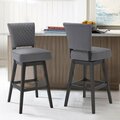 Armenliving 26 in. Counter Height Gia Wood Swivel Tufted Barstool - Espresso & Gray LCGIBAESGR26